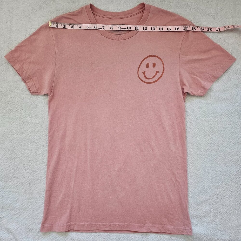 Theo Von Smiley Face Graphic Tee Men's S Dusty Pink Cotton Streetwear - Picture 6 of 8